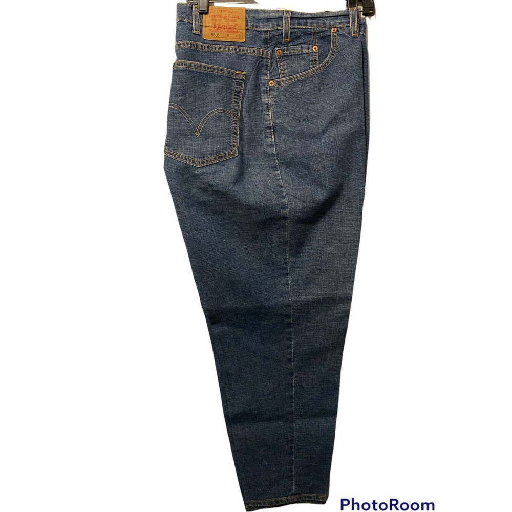 Levi's 550 blue denim classic relax stretch embroidered straight jeans 22WS